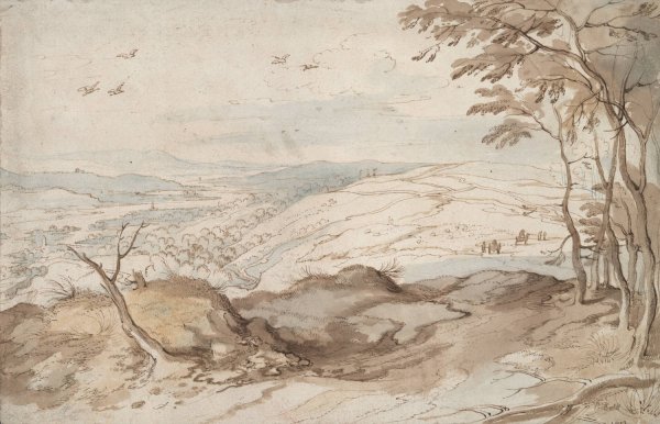Mountainous Landscape with View over a Valley by School Of Pieter Brueghel The Elder - Hand-Painted Oil Painting Reproduction