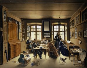 A Family Concert in Basel by Sebastian Gutzwiller Oil Painting