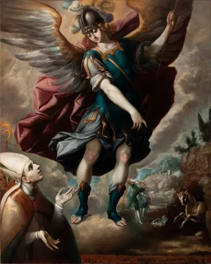 Saint Michael And The Bull by Sebastian Lopez De Arteaga Oil Painting