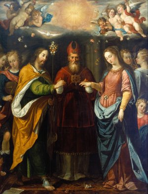 The Betrothal Of The Virgin by Sebastian Lopez De Arteaga Oil Painting