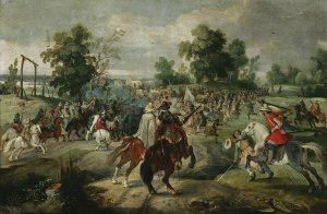 Attack on a convoy by Sebastian Vrancx Oil Painting