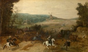 Landscape with Travellers Attacked by Robbers by Sebastian Vrancx Oil Painting