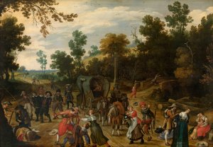 Landscape with Travellers Attacked by Robbers by Sebastian Vrancx Oil Painting