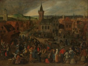 Market Day in a Flemish Town by Sebastian Vrancx Oil Painting