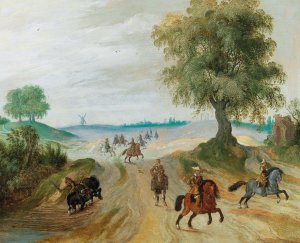Soldiers on horseback in a landscape by Sebastian Vrancx Oil Painting
