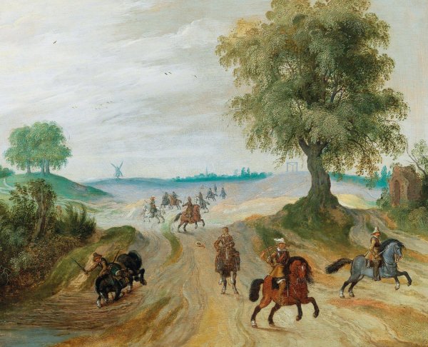 Main Product Photo of Soldiers on horseback in a landscape Painting by Sebastian Vrancx