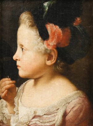 Portrait of a Young Girl Holding a Mask by Sebastiano Ceccarini Fano Oil Painting