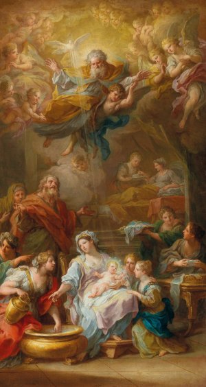 The Birth of the Virgin by Sebastiano Conca Oil Painting