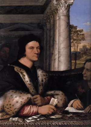 Portrait of Ferry Carondelet and his Secretaries painting by Sebastiano Del Piombo