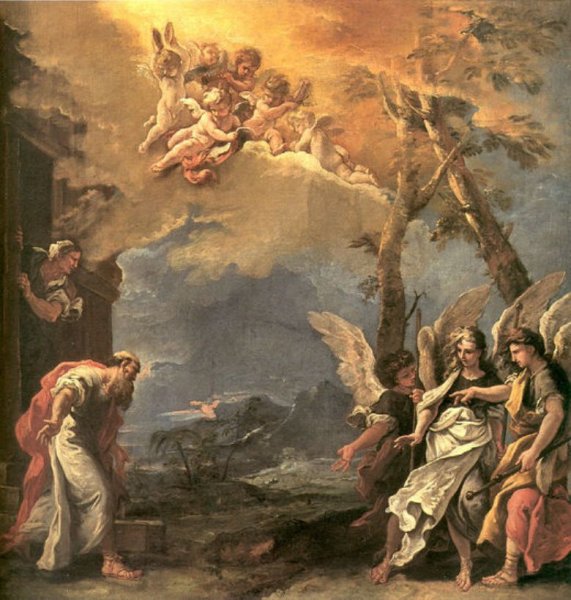 Main Product Photo of Abraham and Angels Painting by Sebastiano Ricci