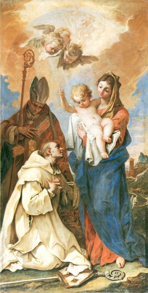Main Product Photo of Appearance of Madonna with Child to St Bruno and St Hugo Painting by Sebastiano Ricci
