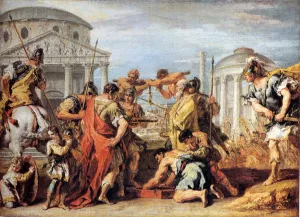 Camillus Rescuing Rome from Brennus Oil painting by Sebastiano Ricci