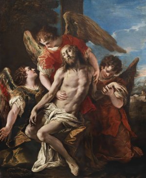 Christ Mourned By Three Angels by Sebastiano Ricci Oil Painting