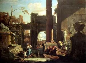 Classical Ruins and Figures by Sebastiano Ricci - Oil Painting Reproduction