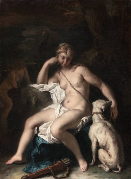 Main Product Photo of Diana and Her Dog  Painting by Sebastiano Ricci