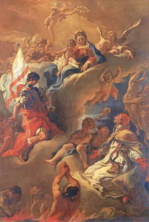 Pope Gregory the Great and Saint Vitalis Saving the Souls of Purgatory by Sebastiano Ricci Oil Painting