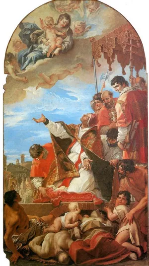 Pope Gregory the Great before Virgin by Sebastiano Ricci - Oil Painting Reproduction