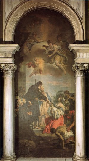 St Francis of Paola Revives a Dead Child by Sebastiano Ricci Oil Painting