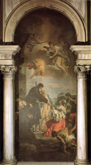 St Francis of Paola Revives a Dead Child Oil painting by Sebastiano Ricci