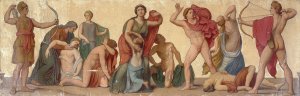 Massacre des Niobides by Sebastien Melchior Cornu Oil Painting