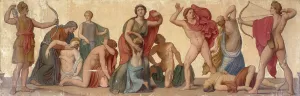 Massacre des Niobides by Sebastien Melchior Cornu Oil Painting