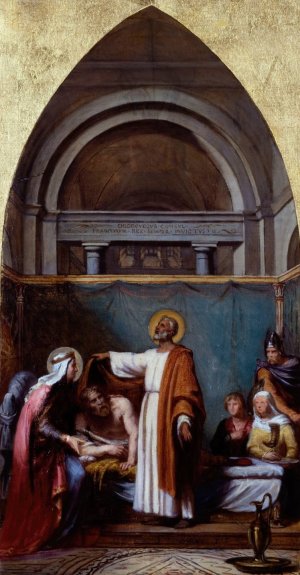 Saint Severin, abbe d'Agaune, guerit le roi Clovis by Sebastien Melchior Cornu Oil Painting