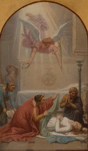 L'imperatrice Prisca ensevelissant le corps de sainte Suzanne by Sebastien Norblin De La Gourdaine Oil Painting
