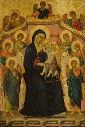 Madonna and Child with Nine Angels by Segna Di Buonaventura Oil Painting