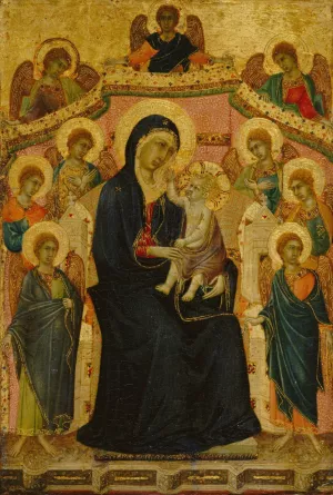 Madonna and Child with Nine Angels by Segna Di Buonaventura Oil Painting