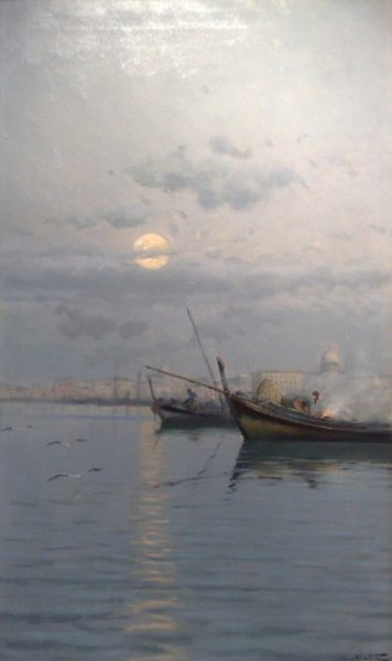 Marina al Anochecer by Segundo Matilla Marina - Hand-Painted Oil Painting Reproduction