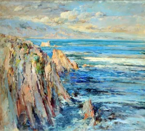 Marina con Acantilado by Segundo Matilla Marina Oil Painting