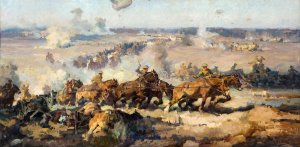 The Battle Before Villers-Bretonneux, August 8th, 1918 by Septimus Power Oil Painting