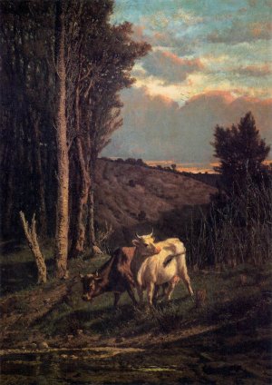 A Pasture Oil painting by Serafino De Tivoli