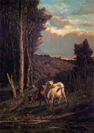 A Pasture Oil painting by Serafino De Tivoli
