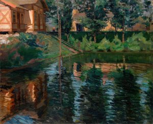 Pond by the Manor House by Sergei Arsenevich Vinogradov Oil Painting