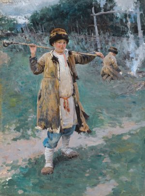 Village Boys by Sergei Arsenevich Vinogradov Oil Painting