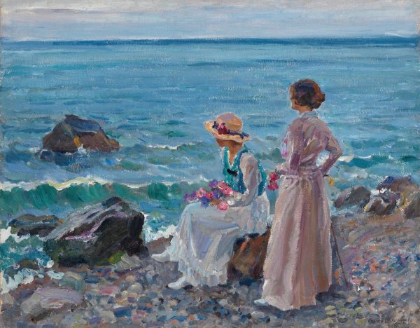 Women by the Sea  by Sergei Arsenevich Vinogradov - Hand-Painted Oil Painting Reproduction