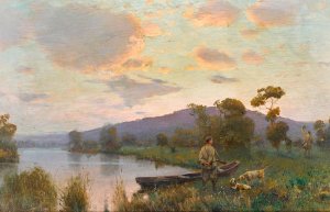 Huntsmen and Hounds by Sergei Ivanovich Vasilkovsky Oil Painting