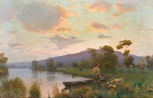 Huntsmen and Hounds Oil painting by Sergei Ivanovich Vasilkovsky