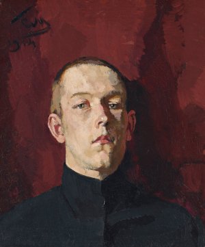 Portrait of the artist's son, vladimir by Sergei Vasilievich Malyutin Oil Painting