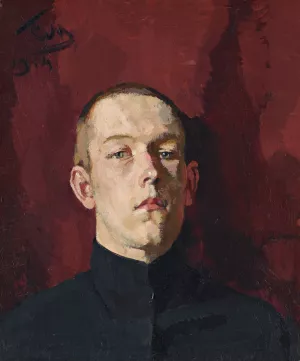 Portrait of the artist's son, vladimir by Sergei Vasilievich Malyutin Oil Painting