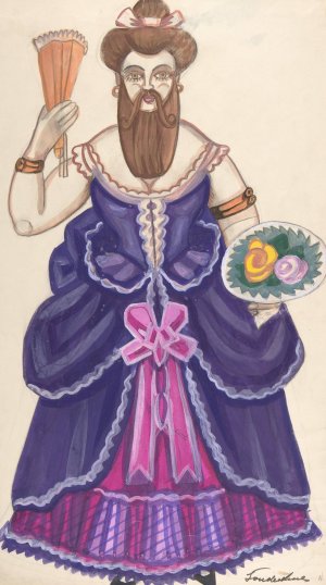 Bearded lady by Sergey Yurievich Sudeikin Oil Painting