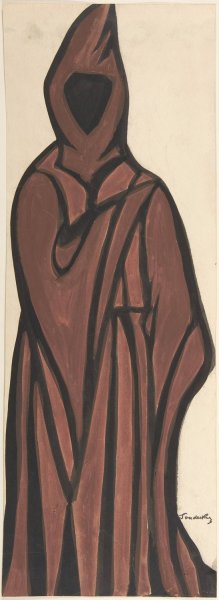 Death wearing a brown robe by Sergey Yurievich Sudeikin Oil Painting