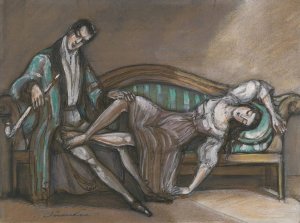 Lovers by Sergey Yurievich Sudeikin Oil Painting