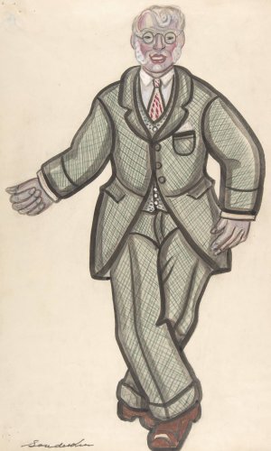 Man in a checkered suit by Sergey Yurievich Sudeikin Oil Painting