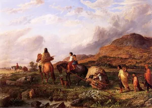 Indian Mode of Transportation by Seth Eastman - Oil Painting Reproduction