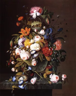 Floral Still Life with Bird's Nest painting by Severin Roesen