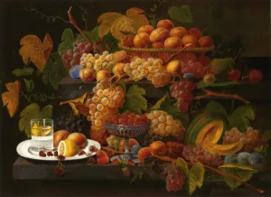 Fruit and Lemon Water painting by Severin Roesen