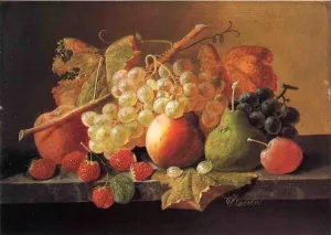 Fruit on a Marble Ledge painting by Severin Roesen