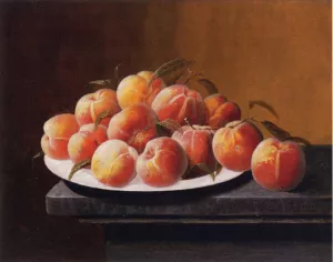 Peaches with Dew in a Bowl by Severin Roesen - Oil Painting Reproduction